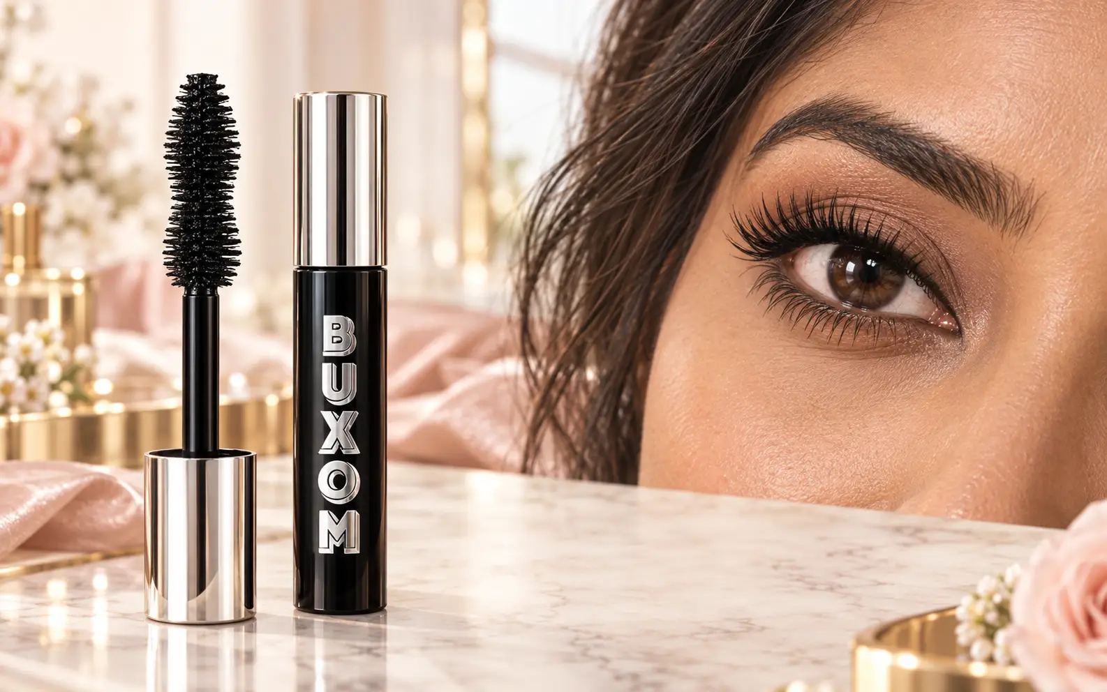 Buxom Lash Volumizing Mascara hourglass brush creating fuller lashes