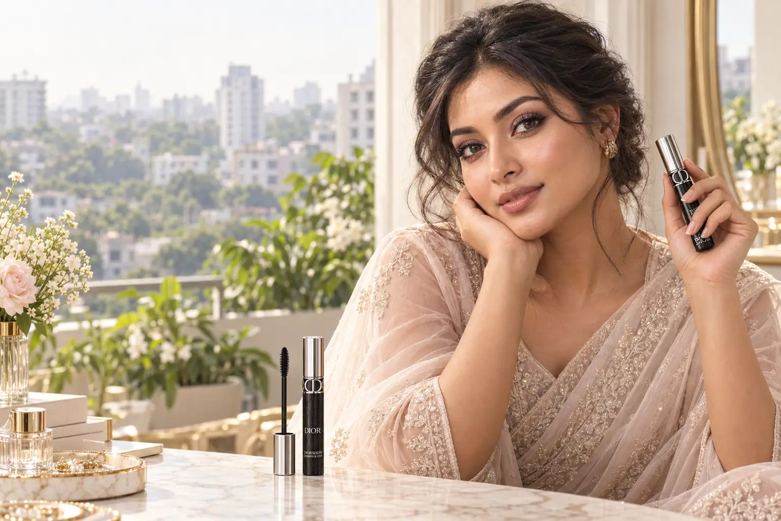 Dior waterproof mascara look for humid weather in Bangladesh