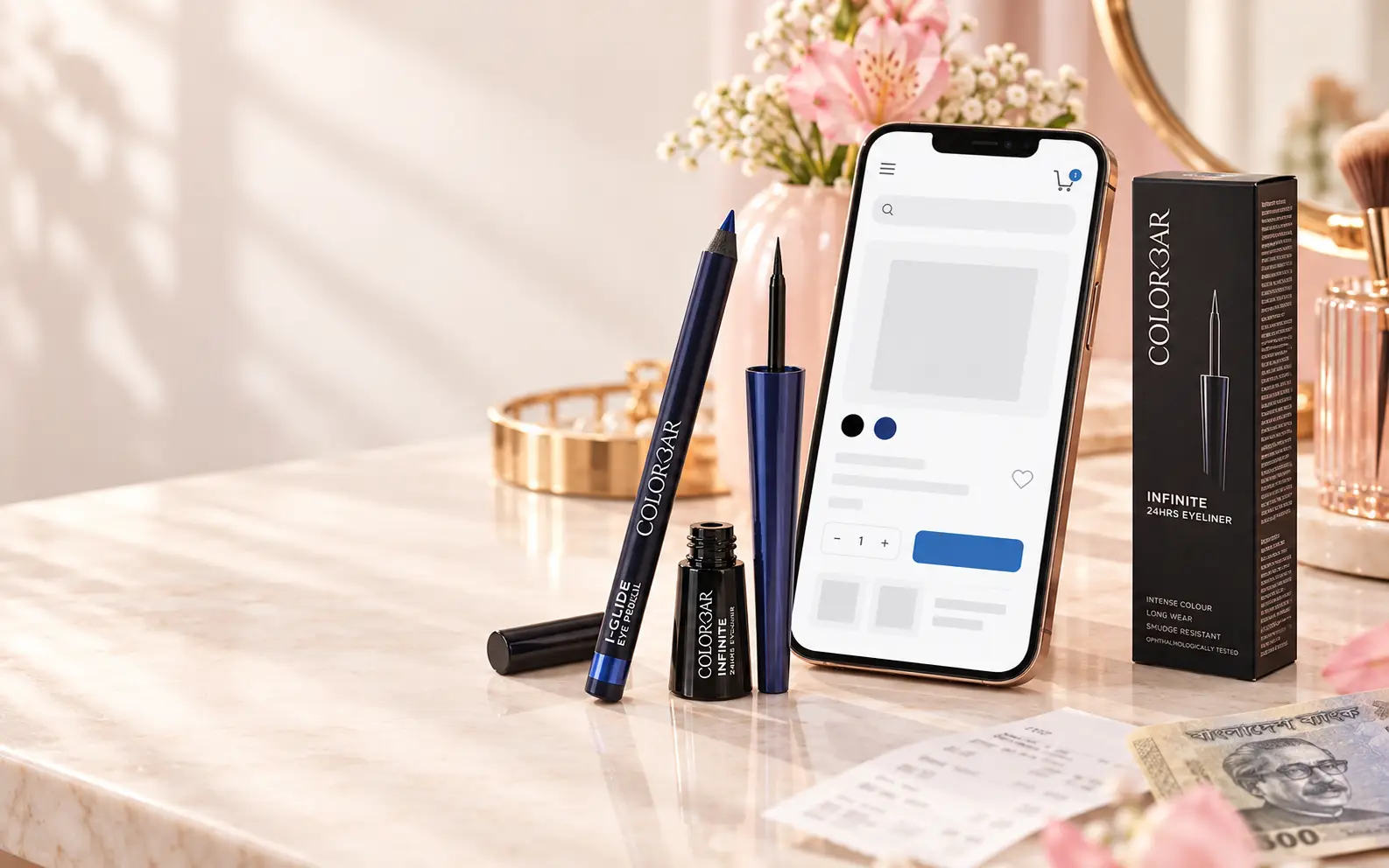 Eveline Variété waterproof eyeliner shades in black brown blue pink and metallic tones