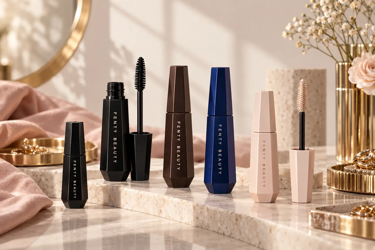 Fenty Beauty mascara range with Hella Thicc sizes shades and lash primer