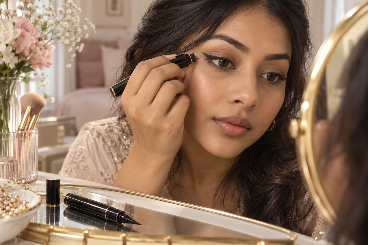 How to use an eyeliner stamp and connect the wing