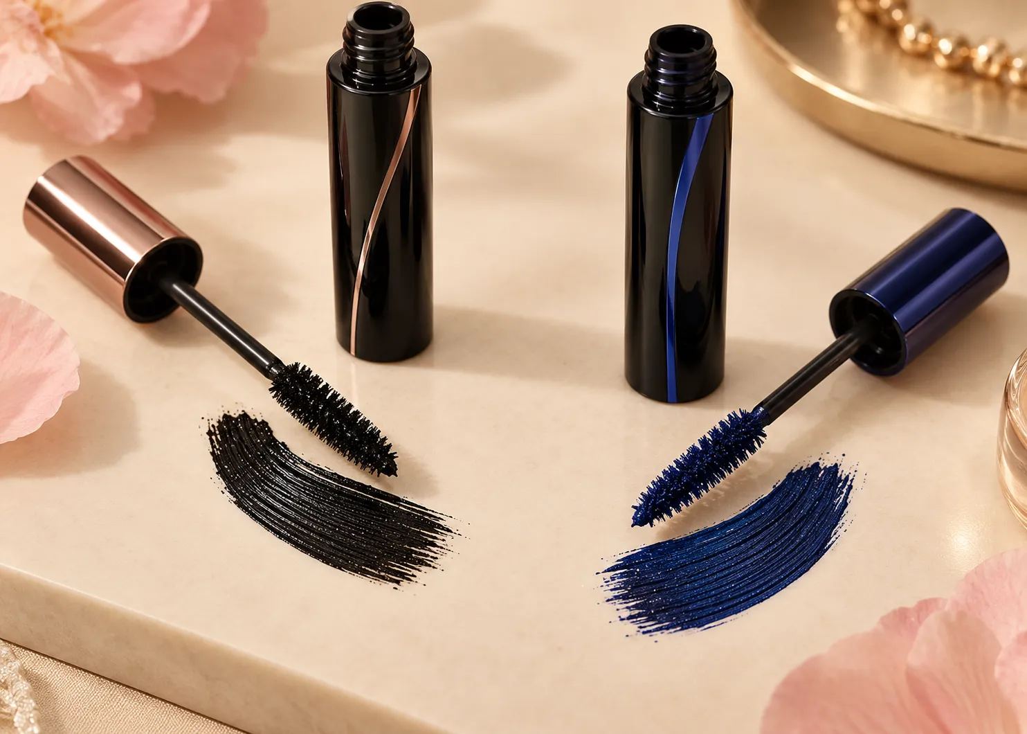 Lakme Eyeconic mascara Black and Royal Blue shade comparison