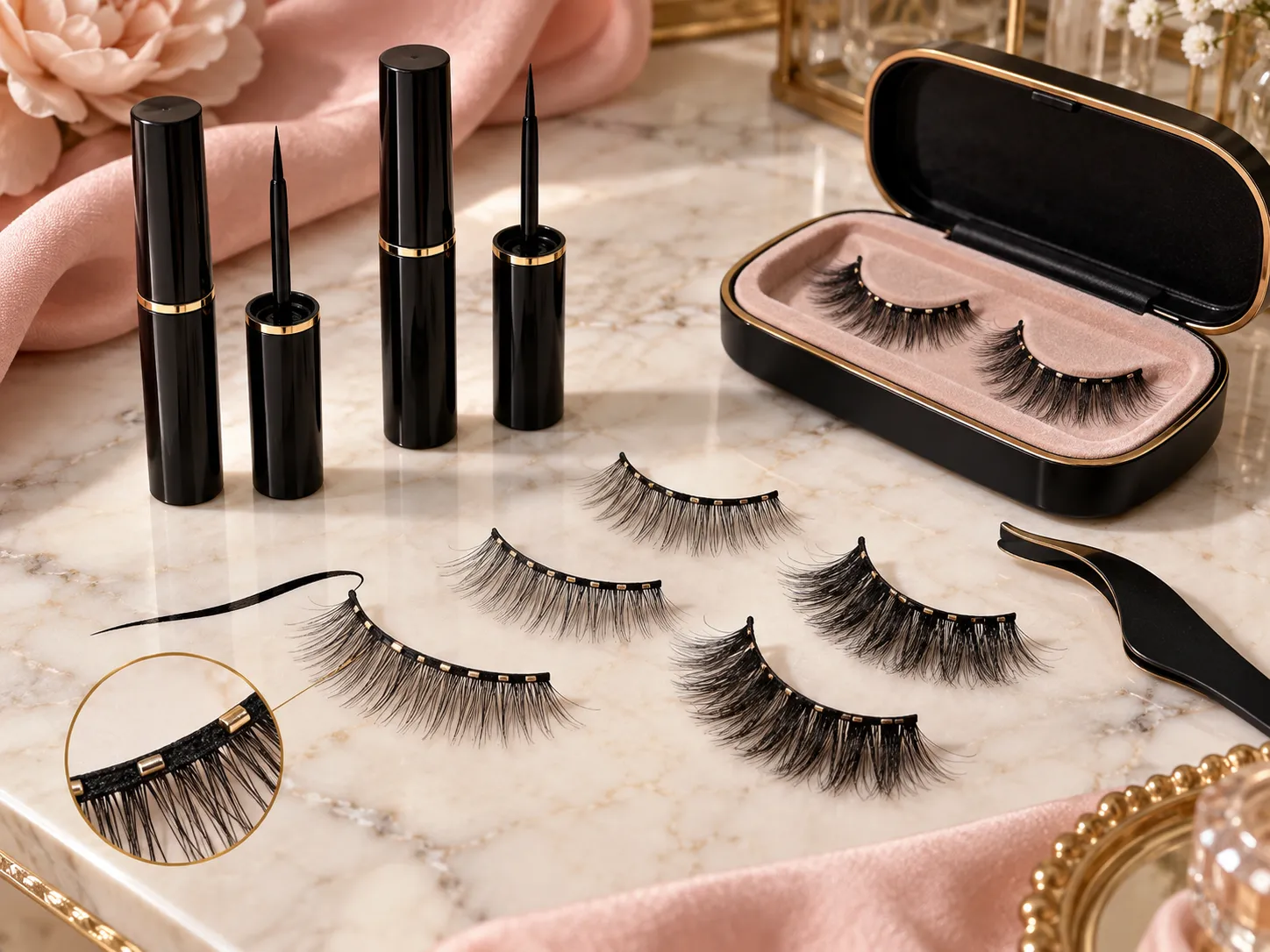 Magnetic eyeliner and magnetic false eyelashes set