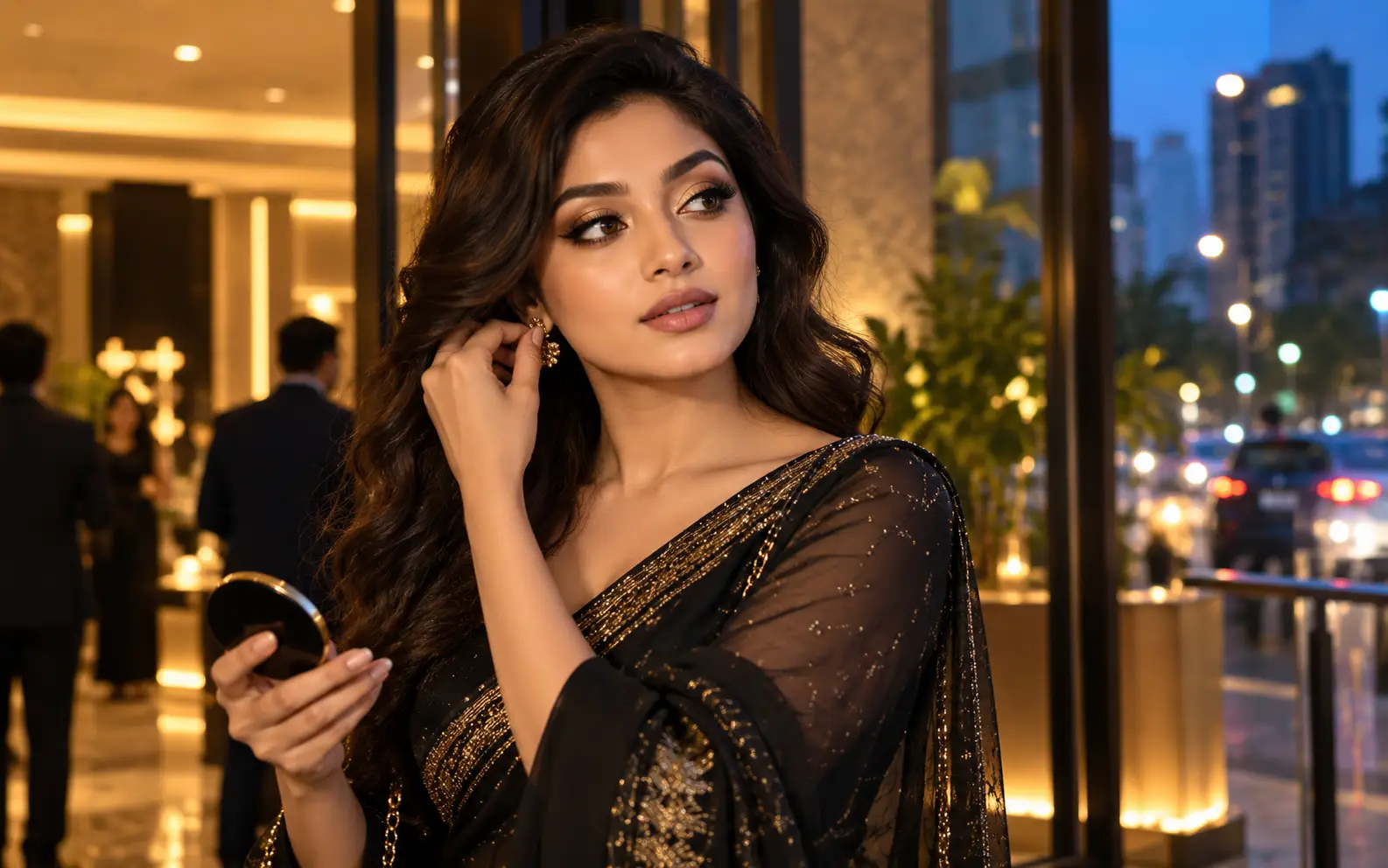 Bangladeshi evening eye makeup look in Dhaka with defined black mascara lashes