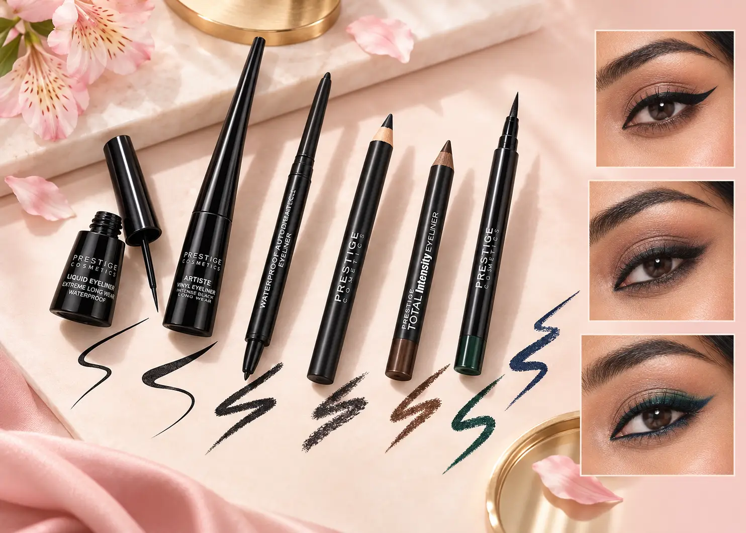 Prestige liquid waterproof automatic and Total Intensity eyeliner range