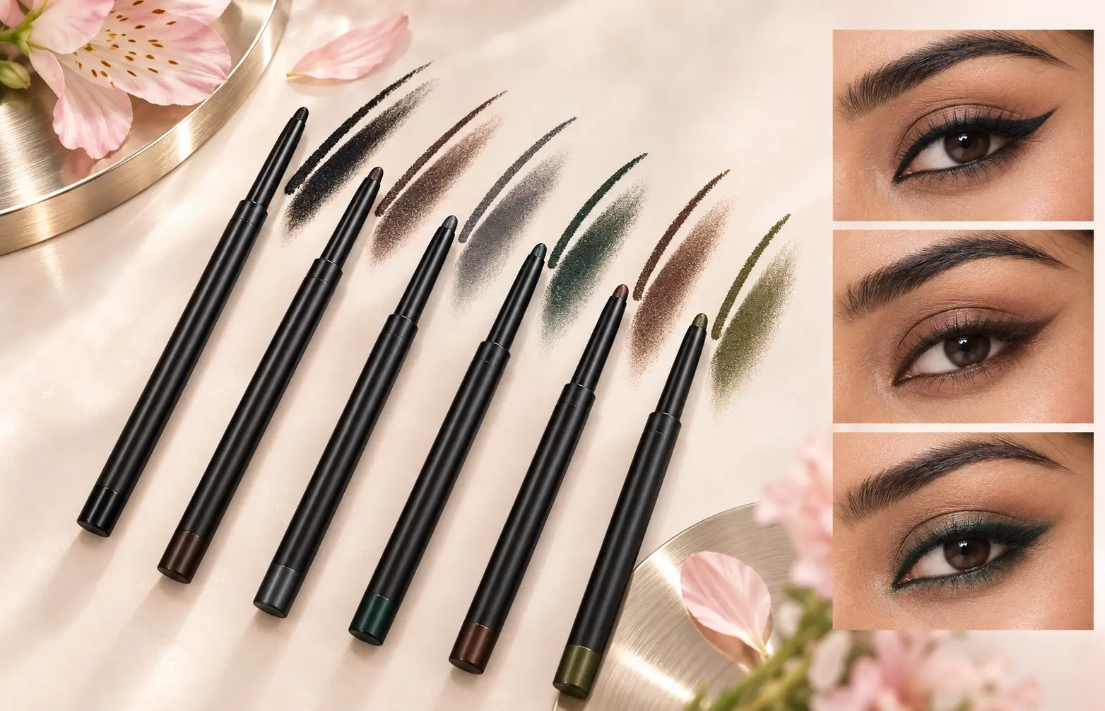 Prestige Waterproof Automatic Eyeliner shades including black brown green grey and silver tones