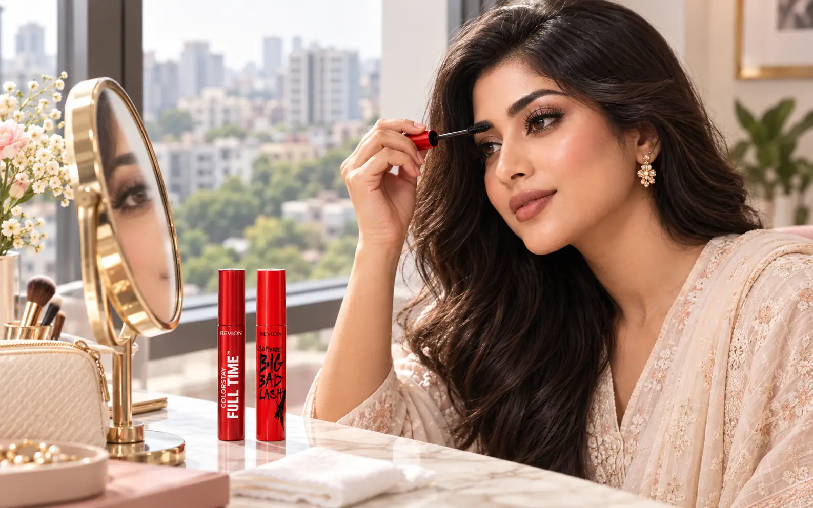 Revlon mascara eye makeup in warm humid Bangladesh weather
