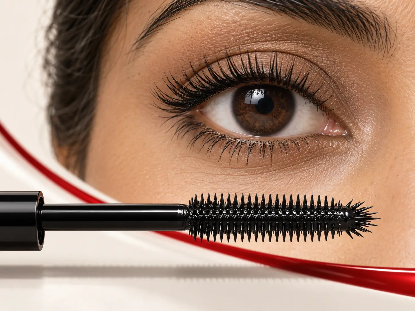 Shiseido ImperialLash crown-tip silicone brush and defined lash result