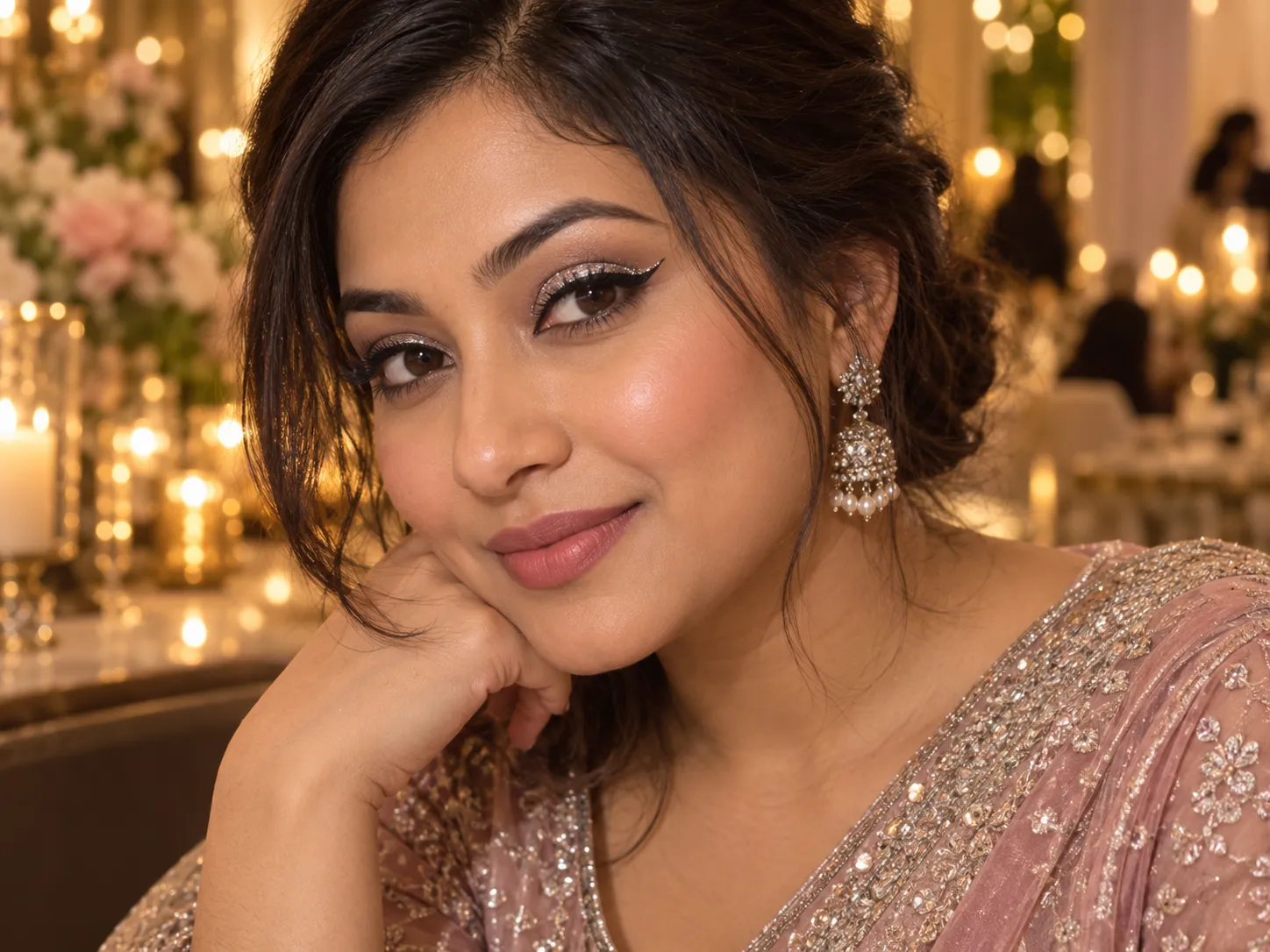 Silver glitter eyeliner styled for Eid and party makeup