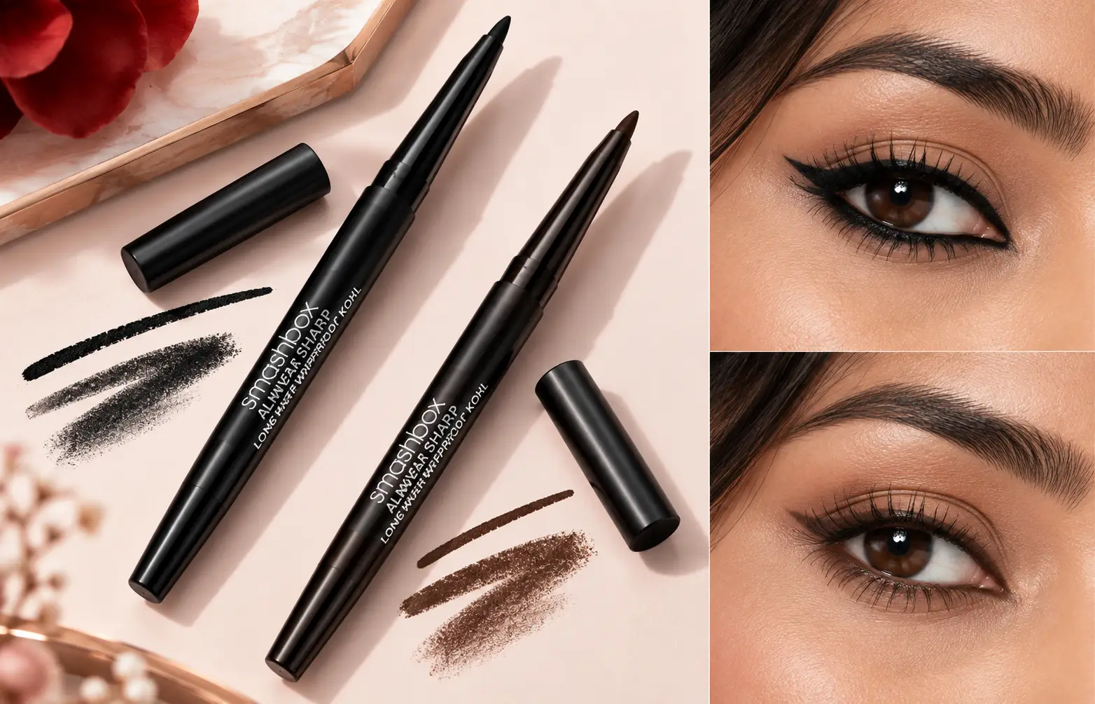 Smashbox Always Sharp Kohl eyeliner in Raven black and Sumatra brown