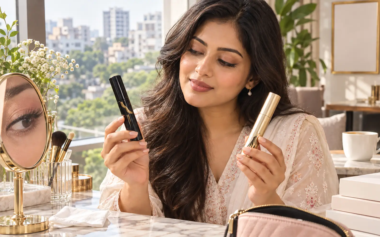 Stila mascara eye makeup in warm humid Bangladesh weather