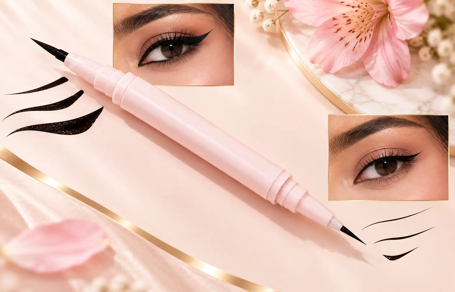 Studio London Double End Eyeliner classic and super-fine tip comparison