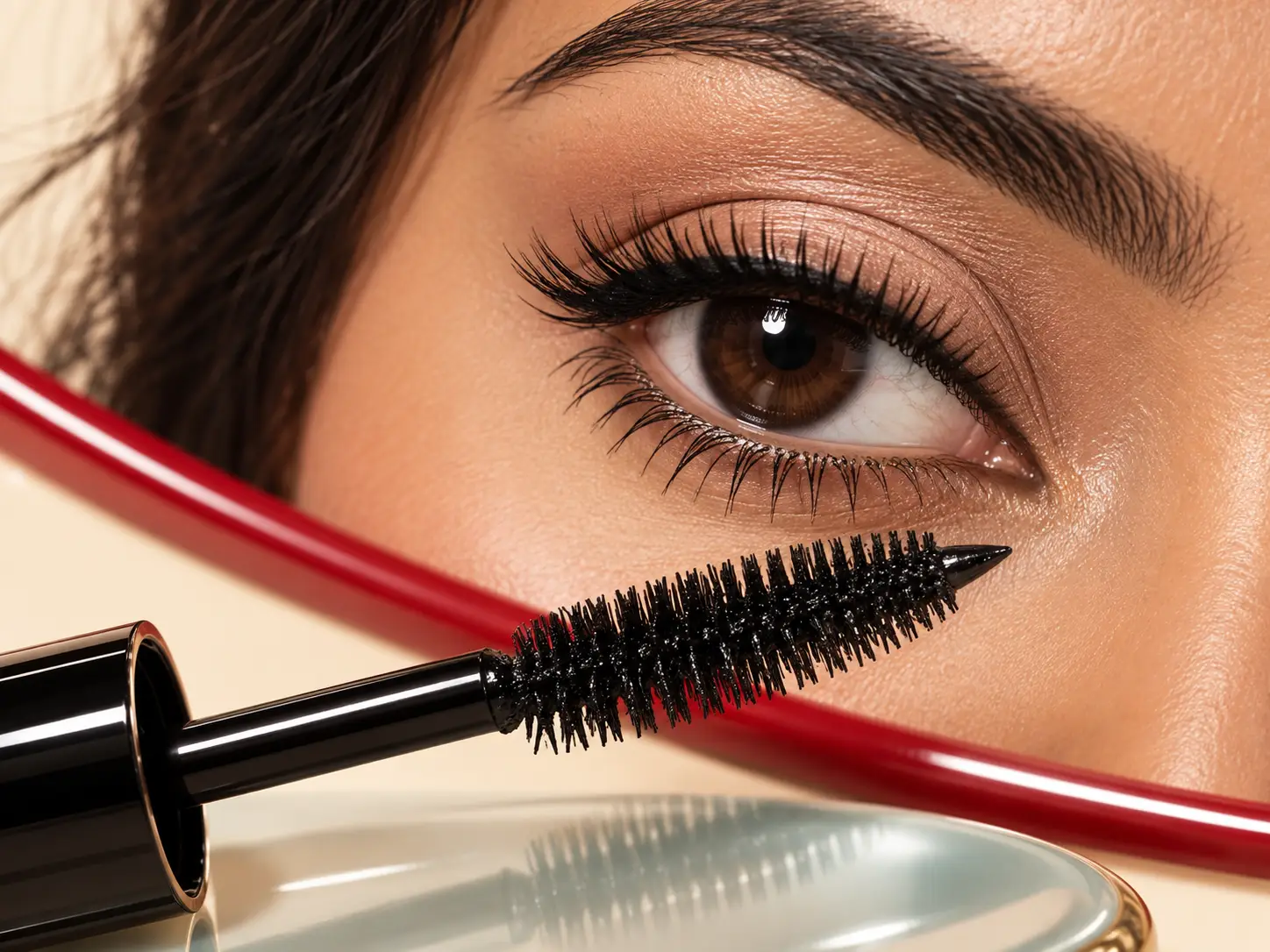 The Balm Big Fan Defining Xtra-Xtra Lush mascara brush and defined lash result