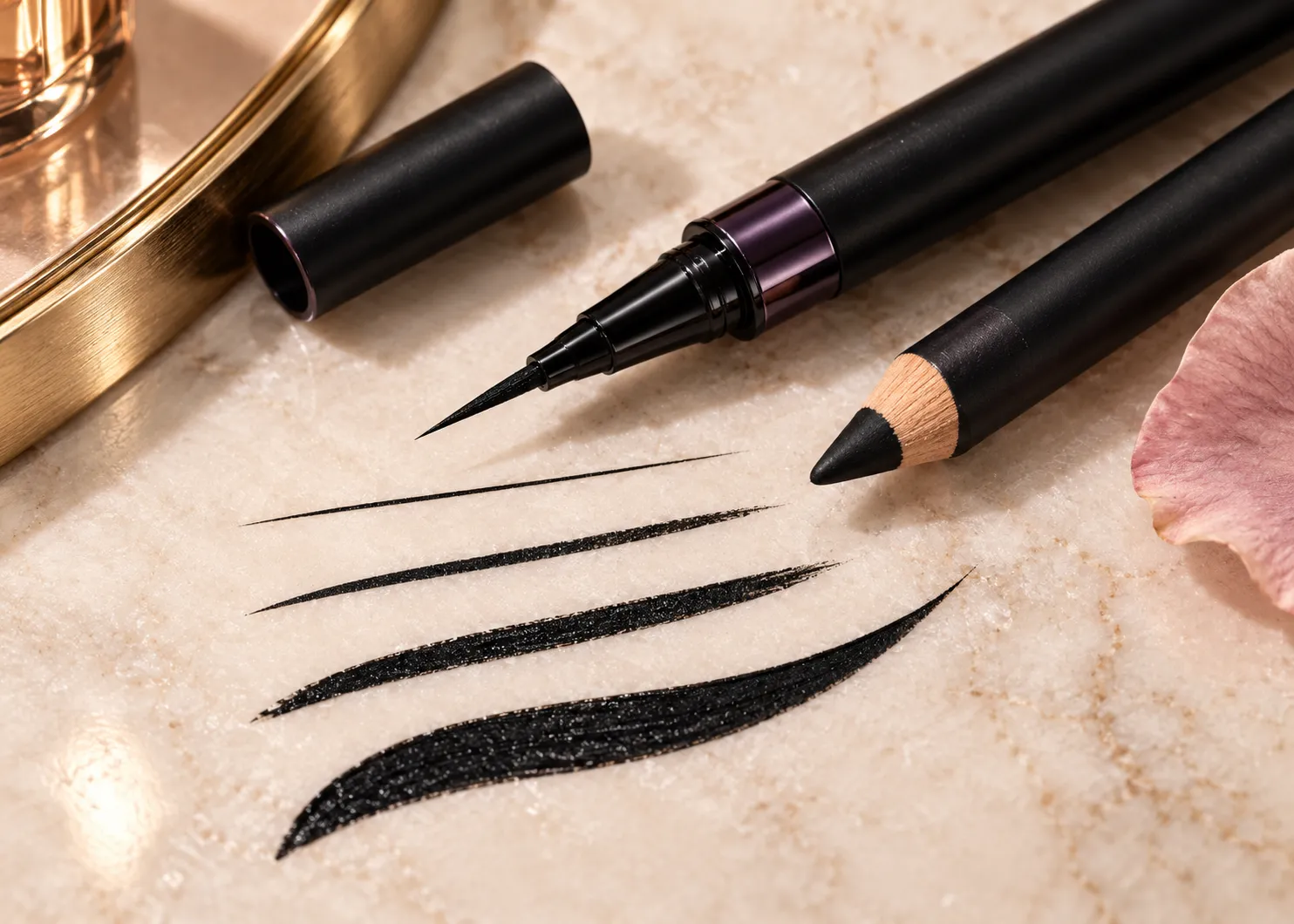 Close-up of Urban Decay Perversion eyeliner fine precision brush tip