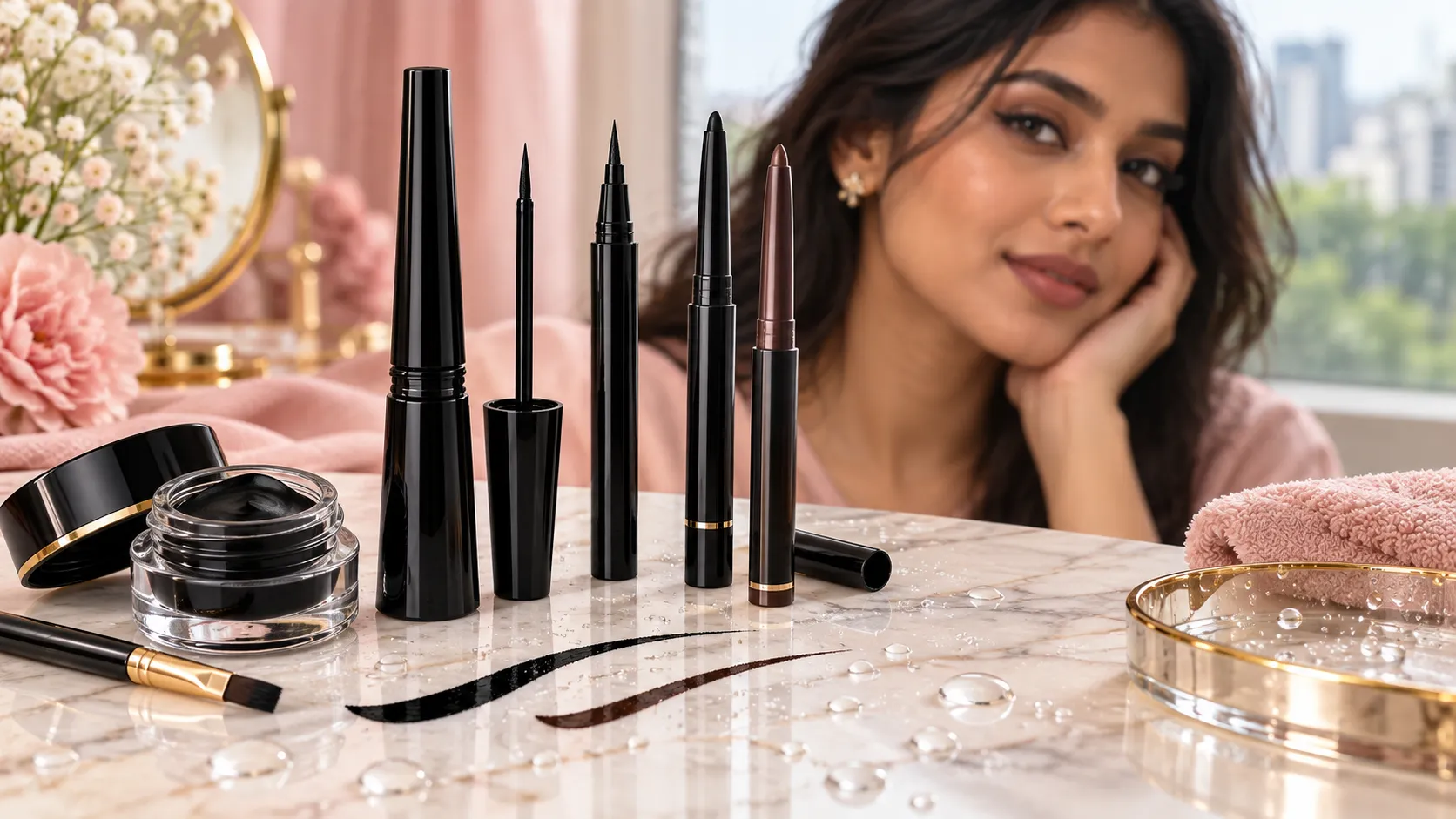 Waterproof eyeliner water and rub comparison test